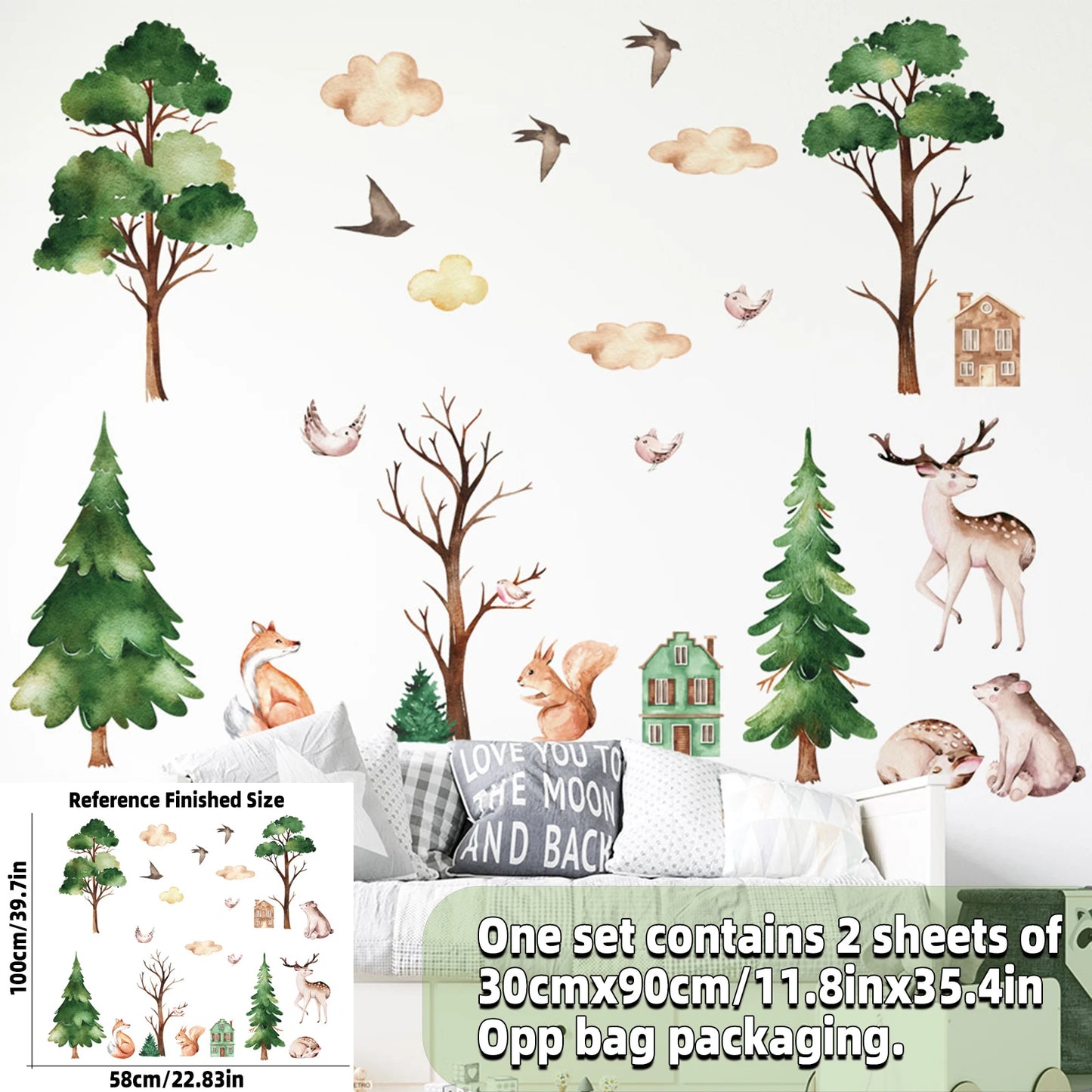 Safari Jungle Woodland Animals Wall Decals Wall Stickers for Boys Girls Baby Nursery Kids Bedroom Living Room Classroom Decor-HomeDecorDecals_com