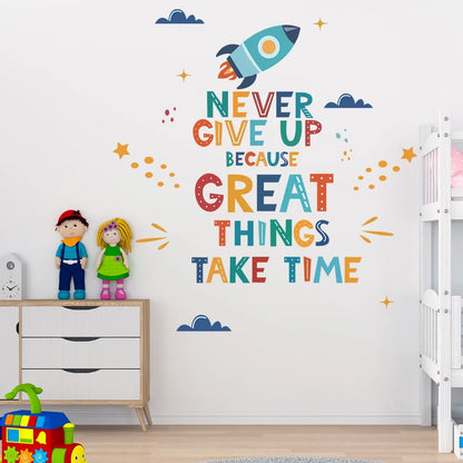 Personalized English Letters Rocket Wall Stickers Vinyl Baby Daycare Children's Room Art Stickers Home Decoration-HomeDecorDecals_com