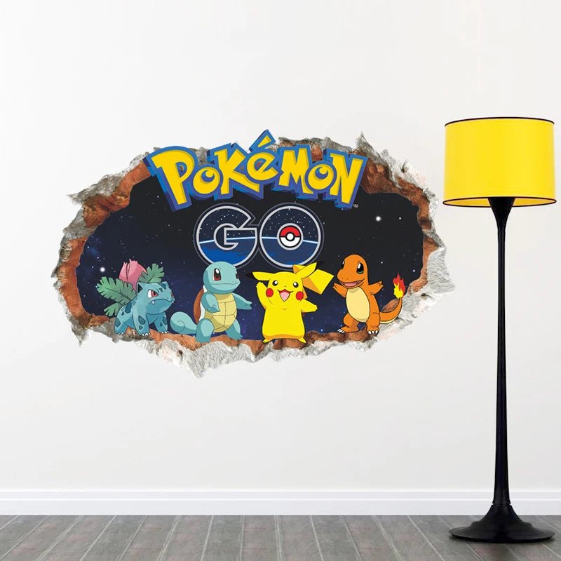 Cartoon Pikachu Wall Sticker For Kids Room Living Room Bedroom Wall Decoration Kids Gifts Door Sticker Cute Posters-HomeDecorDecals_com