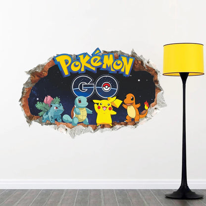 Cartoon Pikachu Wall Sticker For Kids Room Living Room Bedroom Wall Decoration Kids Gifts Door Sticker Cute Posters-HomeDecorDecals_com