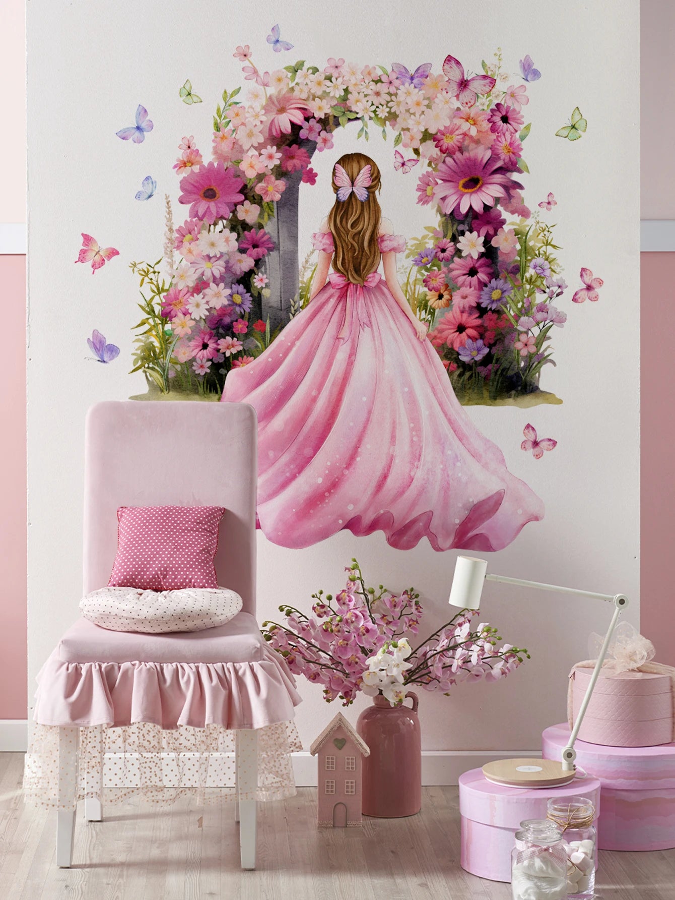 Princess Wall Decals, Butterfly Wall Decor, Peel and Stick Wall Stickers for Living Room, Dining Room, Kitchen-HomeDecorDecals_com