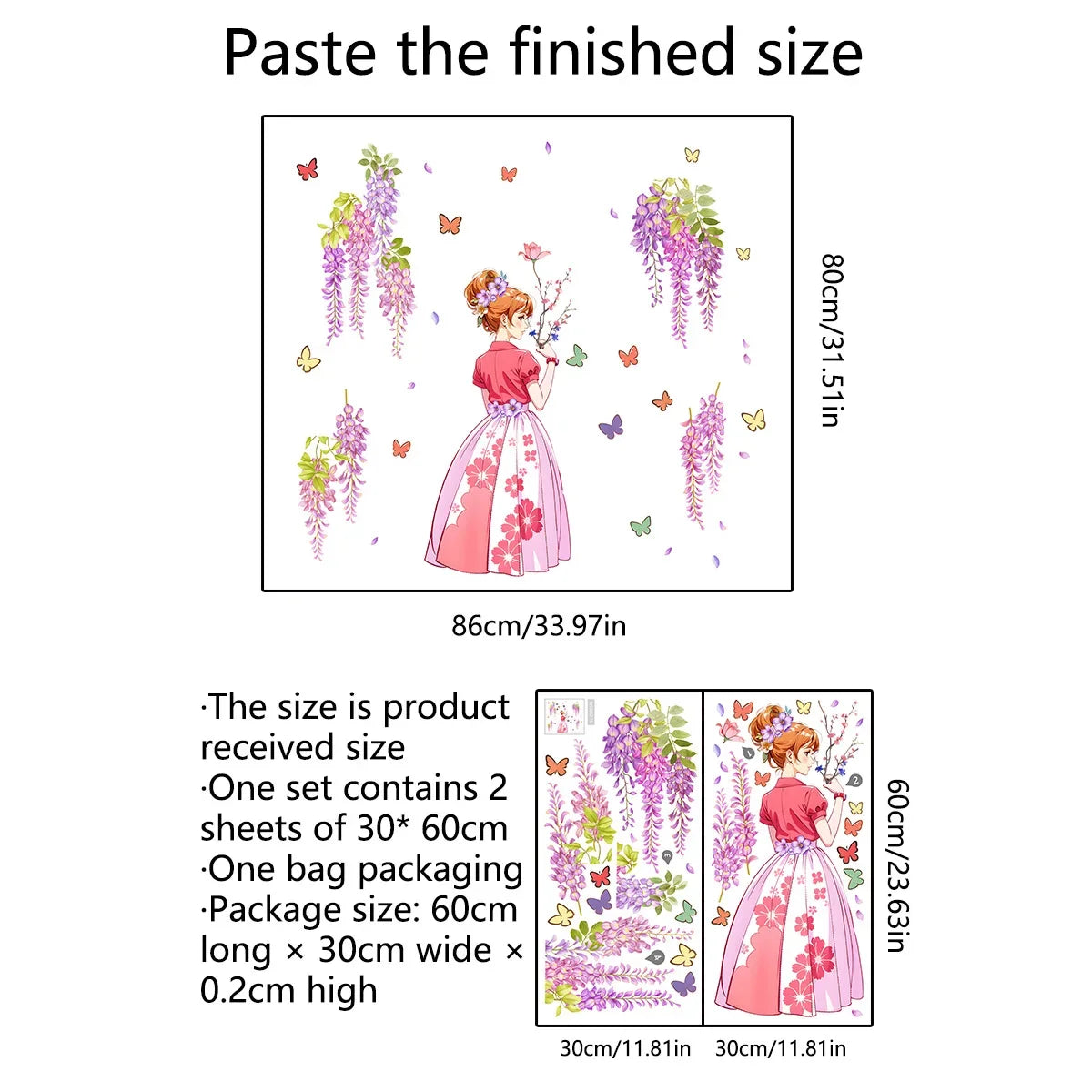 Cute Butterfly girl flower living room decorative stickers Girl Room Children bedroom background wall decorative wall stickers-HomeDecorDecals_com