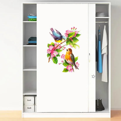 Beautiful Flower and Bird Art Wall Decal | Home Decor removable peel and stick wall decal by HomeDecorDecals.