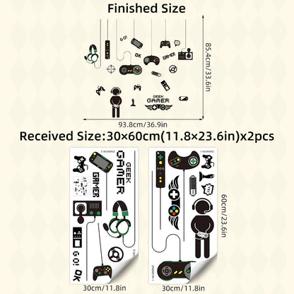 2pcs Set Creative Cartoon Game Controller Pattern Wall Stickers for Games Room Decor Boys Gift Bedroom Decoration Wall Decals-HomeDecorDecals_com