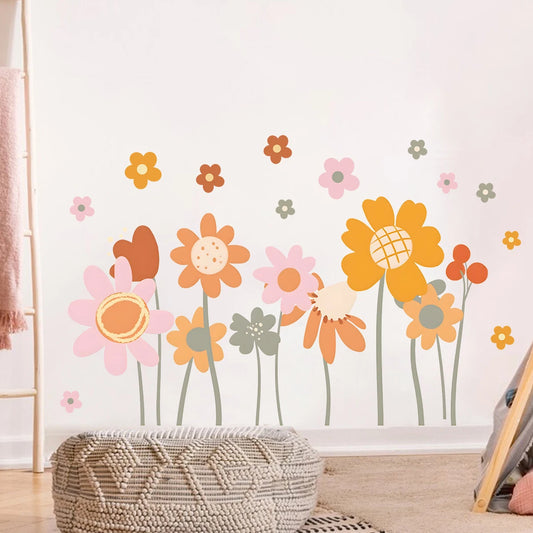 1pcs Cartoon Cute Flower Pattern PVC Removable Wall Stickers for Nursery Kids Room Decoration Wall Decals Home Decor Background-HomeDecorDecals_com