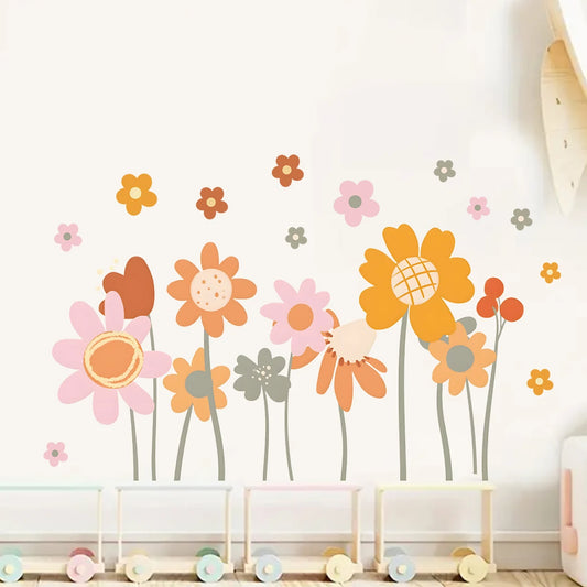Cartoon Flower Pattern Wall Decal | Kids Room Decor removable peel and stick wall decal by HomeDecorDecals.