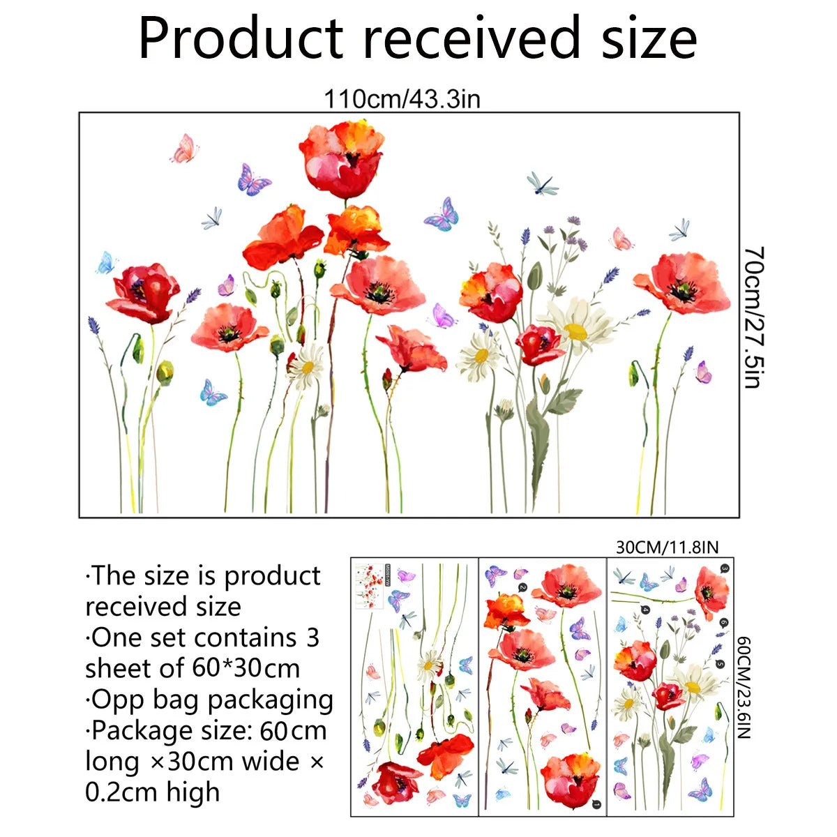 Red Flowers PVC Wall Decal | Room Decor home decor design by HomeDecorDecals.