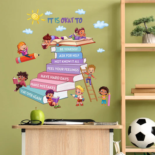 Cartoon Kids Daily Motivational Text Wall Decal | Kids Room Decor removable peel and stick wall decal by HomeDecorDecals.