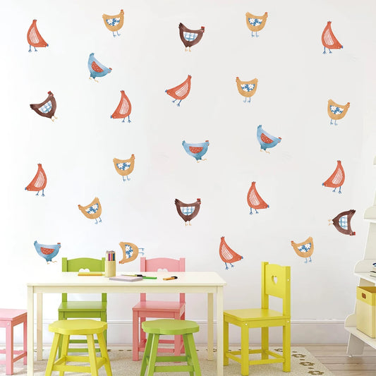 4pcs Cartoon Colorful Cute Chicken Wall Stickers Home Decor Accessories Living Room Wall Decals Baby Nursery Bedroom Decoration-HomeDecorDecals_com