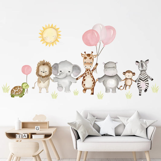 BRUP Cartoon Cute Animal Giraffe Wall Sticker Kids Room Girls Gift Boy Decoration for Bedroom Design Sweet Wallpaper Living Room-HomeDecorDecals_com