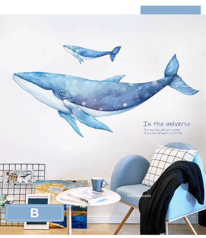 Cartoon Dreamland Wall Sticker for Kids rooms Nursery Wall Decor Vinyl Tile Stickers Waterproof Whale Wall Decals Home Decor-HomeDecorDecals_com