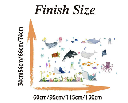Large Ocean Animals Wall Stickers Baby Nursery Kids Room Undersea Animals Nautical Wall Decals Bedroom Home Decor-HomeDecorDecals_com