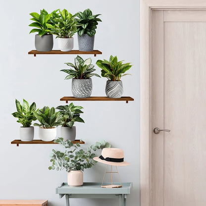 3Pcs/Set Fake Green Plants Potted Plant 3D Wall Stickers Waterproof Self Adhesive Decals Living Room Study Office Decor-HomeDecorDecals_com