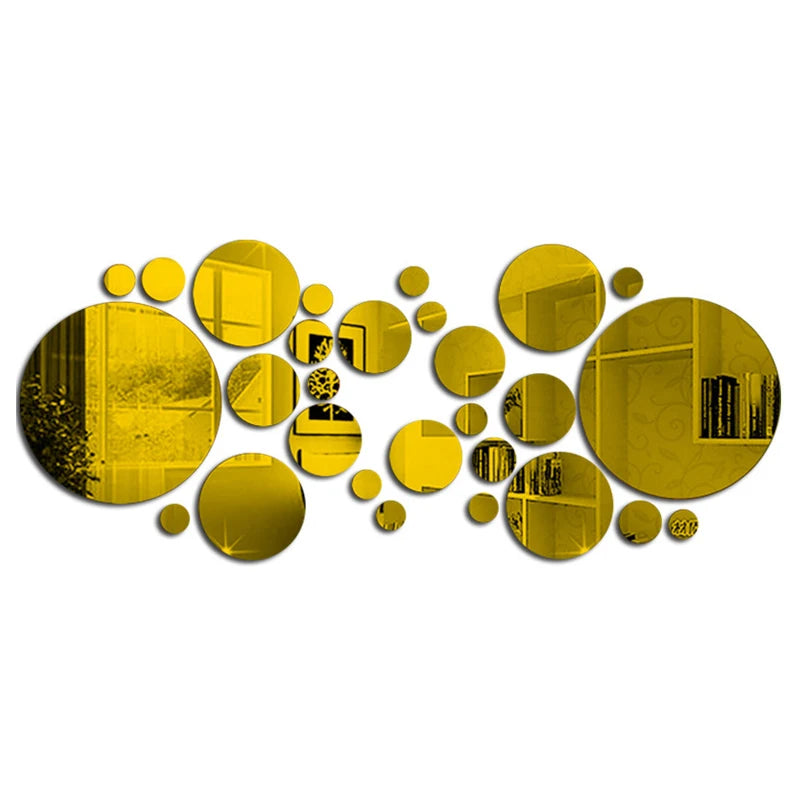 26 PCs 3D Acrylic Mirror Wall Stickers, Round Mirror, DIY Bedroom, Bathroom and TV Backroom Stickers Wall Decoration-HomeDecorDecals_com