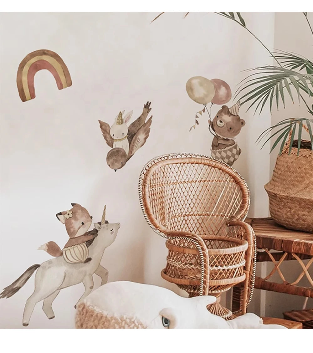 Small Town Wall Decals Animals Vinyl Nordic Style Wall Stickers Peel and Stick for Nursery Bedroom Kid Room Home Art Decor-HomeDecorDecals_com
