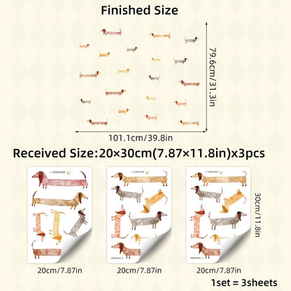 Additional view of Cartoon Sausage Dog Pattern Wall Decal | Home Decor by HomeDecorDecals.