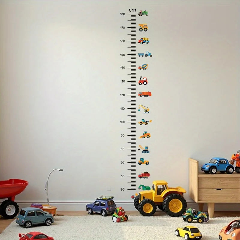 Brup Boy Room Growth Pictorial Wall Stickers-Colorful Construction Vehicle Wall Sticker Easy To Peel And Stick-HomeDecorDecals_com