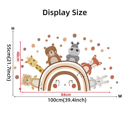 Boho Style Cute Animals Rainbow Lion Fox Bunny Wall Stickers for Kids Room Bedroom Wall Decals Home Decorative Stickers Decor-HomeDecorDecals_com