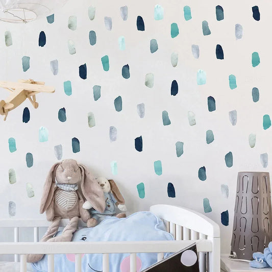 25pcs Watercolor Pink Blue Paint Strokes 5x10cm Wall Stickers for Kids Room Decor Baby Nursery Bedroom Decoration Wall Decals-HomeDecorDecals_com