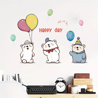 1pcs Cartoon Cute Balloon Bear Pattern Removable PVC Wall Stickers for Kids Room Decor Wall Decals Bedroom Decoration-HomeDecorDecals_com