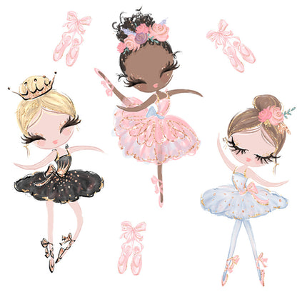 Kawaii Ballet Dace Girl Wall Art Sticker For Living Room Girls Bedroom Decoration Self-adhesive Wallpaper Baby Home Decor-HomeDecorDecals_com