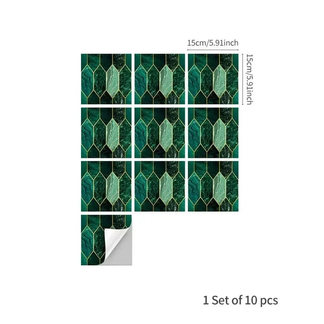 Green Gilding Tile PVC Modern Wall Decal | Home Decor home decor design by HomeDecorDecals.
