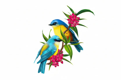 Beautiful Flower and Bird Art Wall Decal | Home Decor home decor design by HomeDecorDecals.