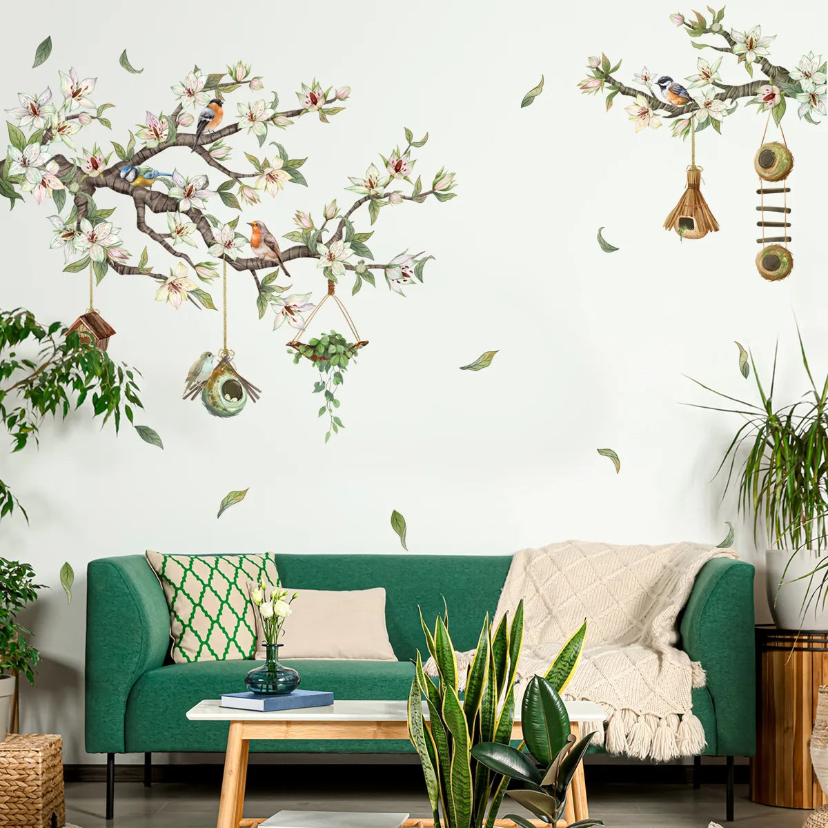 Branches Flowers Birds Wall Sticker Living Room Background Decor Decals Bedroom Decoration Self-adhesive Home Beautify Wallpaper-HomeDecorDecals_com