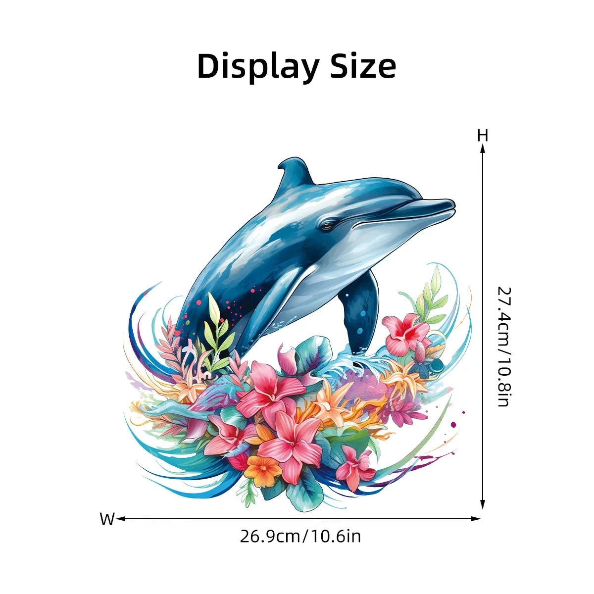 Watercolour Flower Dolphin Wall Stickers Decoration for Bedroom Wall Art Home Decore Living Room Door Kids Room Wall Decals-HomeDecorDecals_com