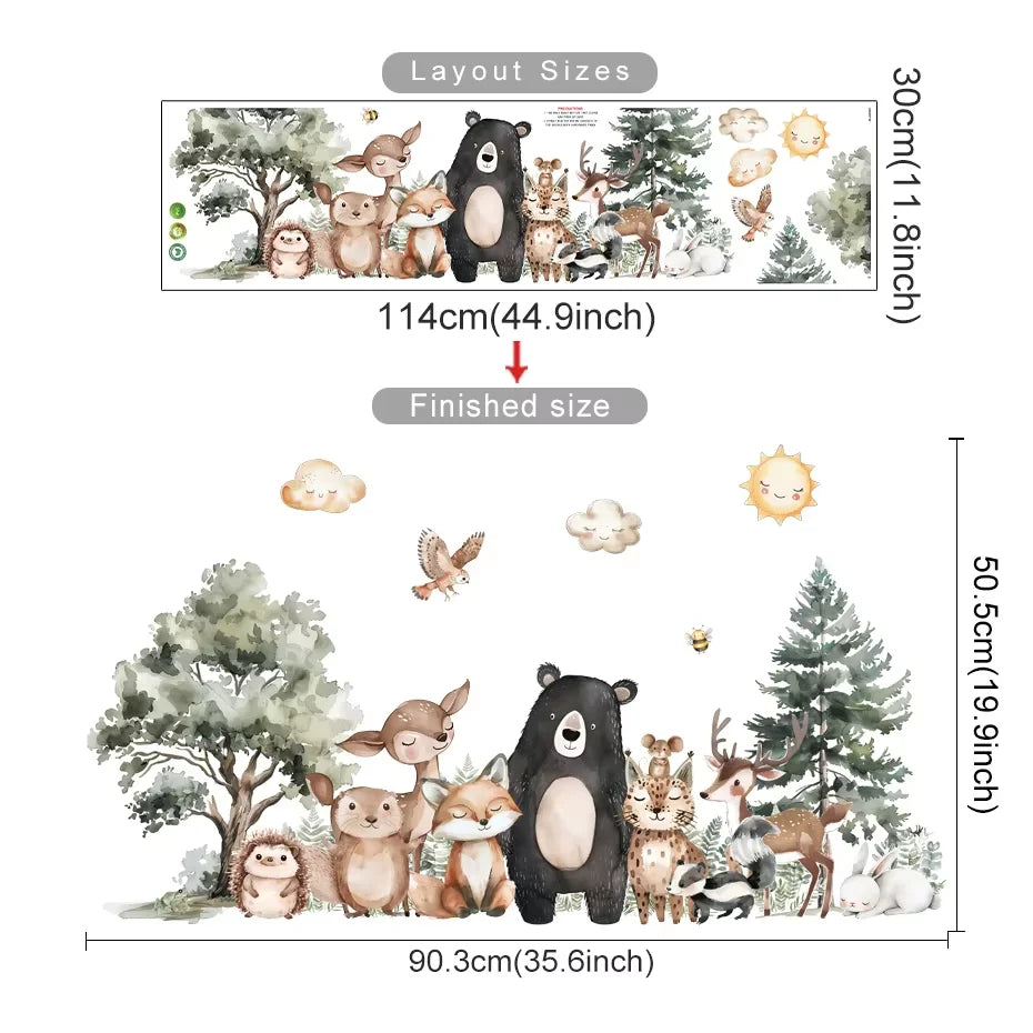 Cute Woodland Animals Kids Wall Stickers-HomeDecorDecals_com