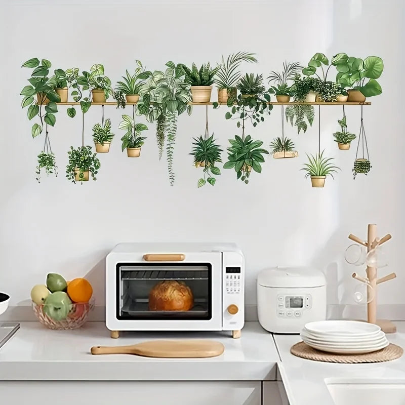 Close-up view of Multiple Flower Shelf Wall Decal | Home Decor by HomeDecorDecals.