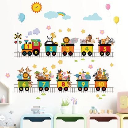 Cartoon Train Animals Wall Sticker Decor-HomeDecorDecals_com