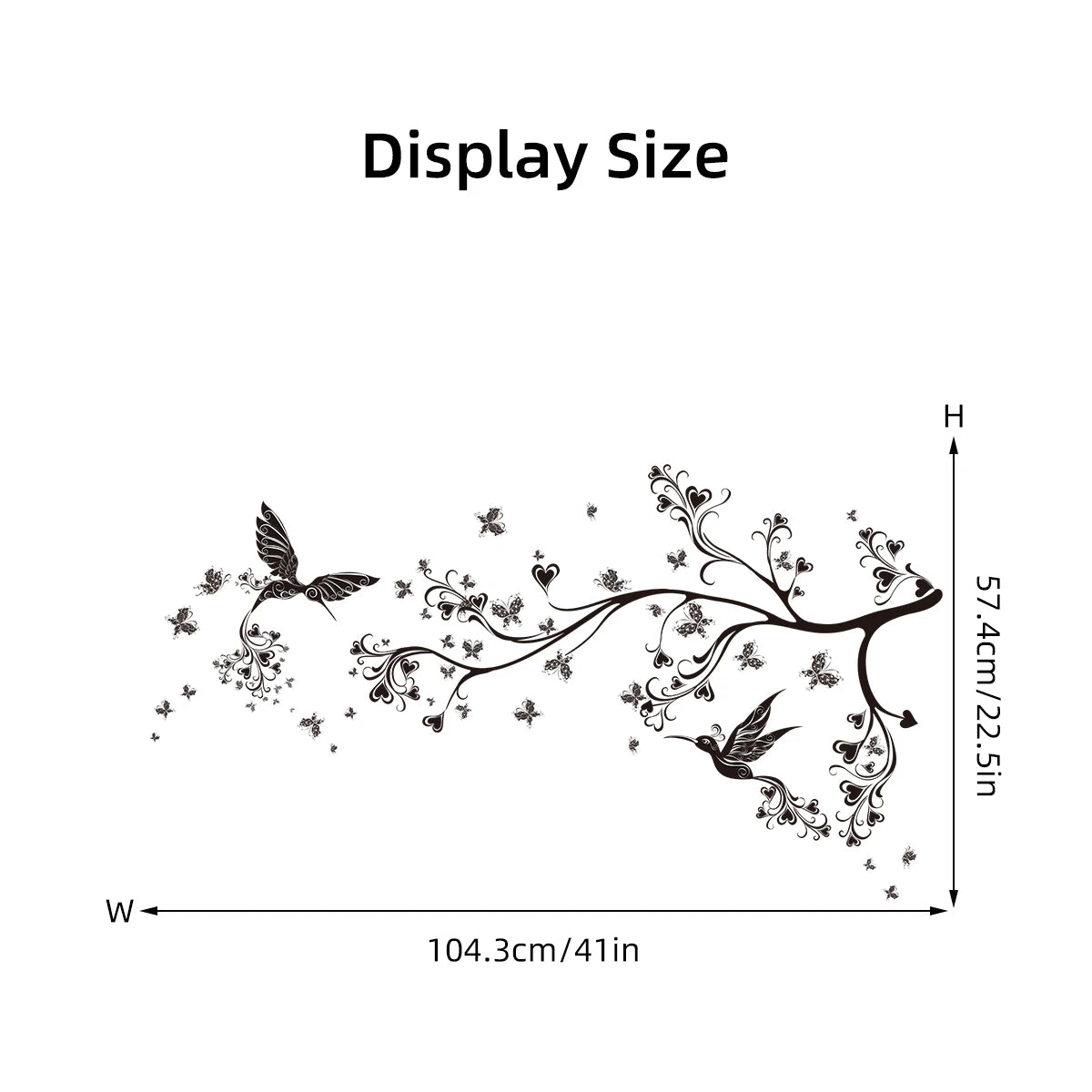 2pcs Silhouette Branches Flowers Birds Butterflies Wall Stickers for Bedroom Decoration Living Room Wall Decals Kid Room Decor-HomeDecorDecals_com