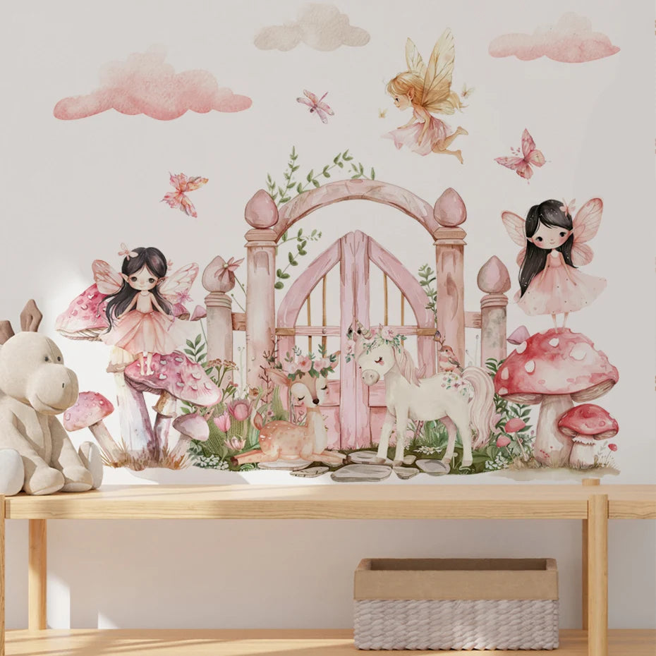 Elf Princess Mushroom House Kids Wall Sticker-HomeDecorDecals_com