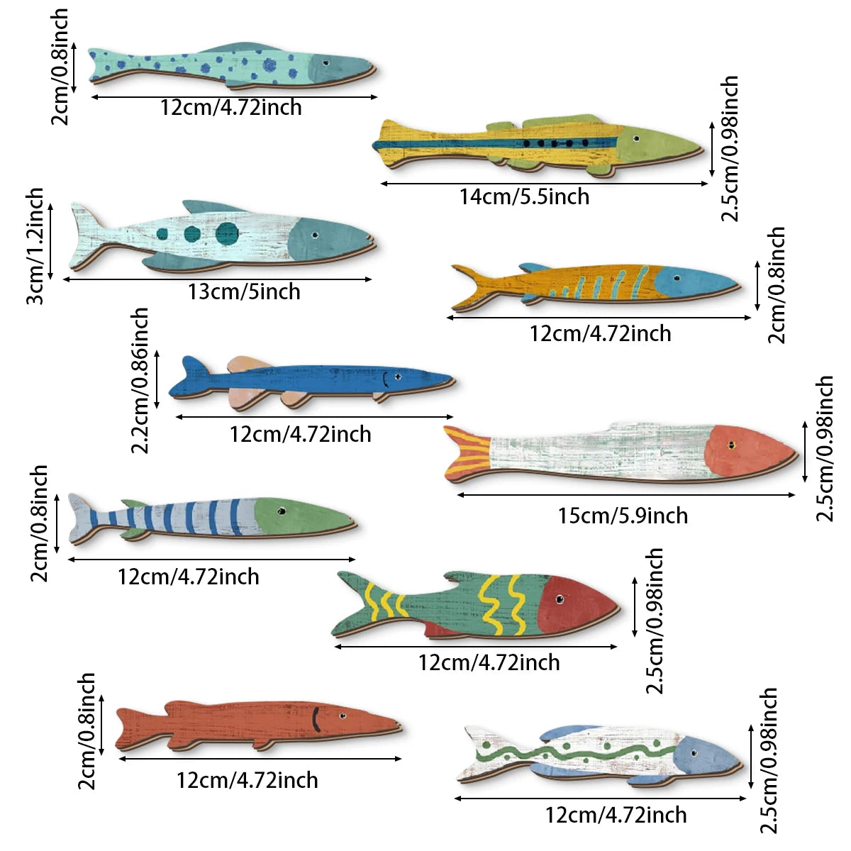 Colorful Hand - Painted Wooden Fish Wall Decorations: Add a Splash of Ocean Charm to Your Space-HomeDecorDecals_com