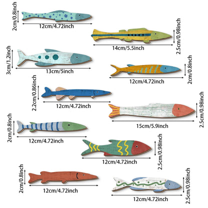 Colorful Hand - Painted Wooden Fish Wall Decorations: Add a Splash of Ocean Charm to Your Space-HomeDecorDecals_com
