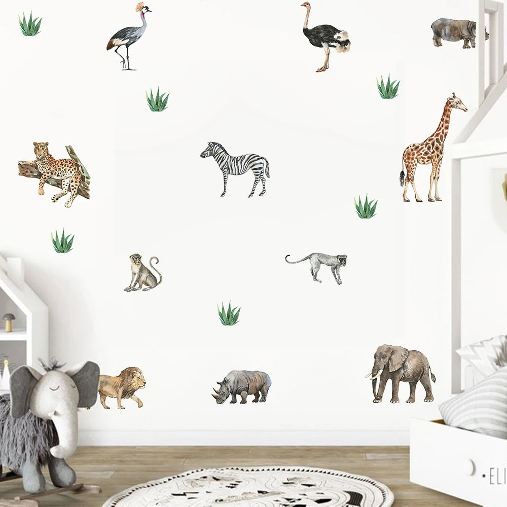 Alternative angle of Cartoon Safari Animals Wall Decal | Room Decor by HomeDecorDecals.