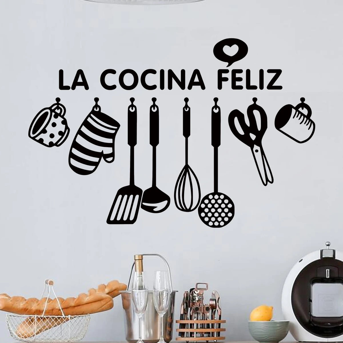 Alternative angle of Black Kitchen Utensil Silhouette Wall Decal | Home Decor by HomeDecorDecals.