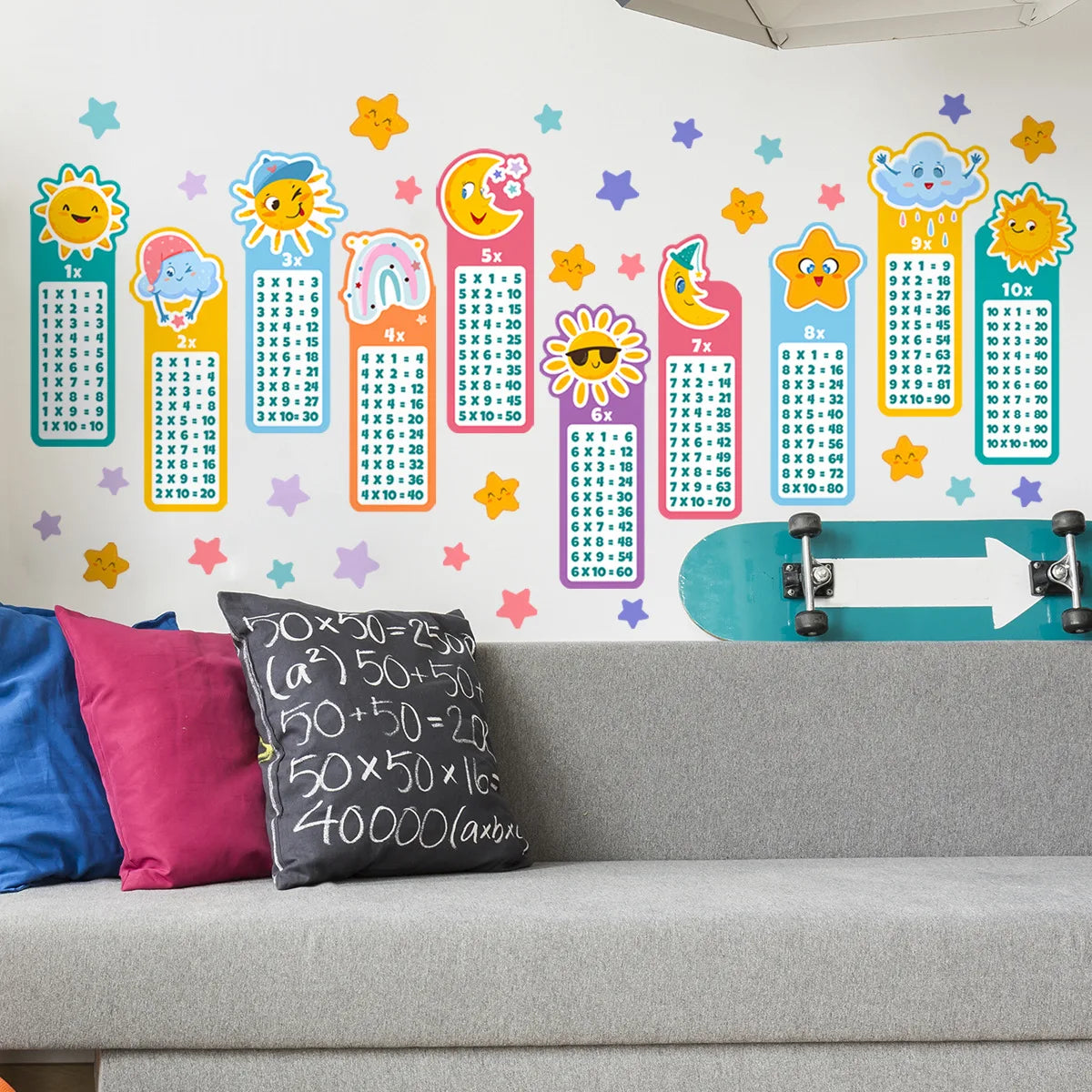 Cartoon Children 99 Multiplication Table Math Toy Wall Stickers for Kids Rooms Baby Learn Educational Mural Decals-HomeDecorDecals_com