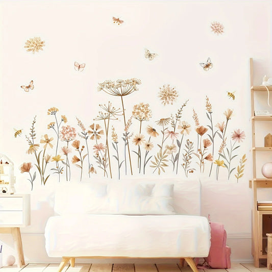 Boho Dandelion Flower Wall Stickers Wildflower Floral Grass Decals for Baby Nursery Girls Bedroom Kids Room Wall Decoration-HomeDecorDecals_com