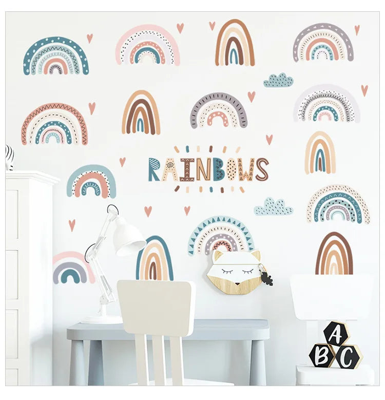 1x Cartoon Arch Rainbow DIY Wall Stickers for Baby Room Kids Bedroom Nursery Window Decor Removable PVC Decals Home Pieces Mural-HomeDecorDecals_com