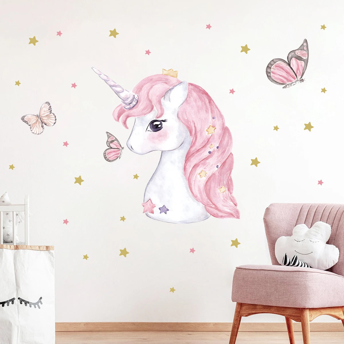 Cartoon Cute Animal Unicorn Wall Sticker Kids Room Wall Art Decoration for Bedroom Girls Sweet Home Decore Living Room Wallpaper-HomeDecorDecals_com