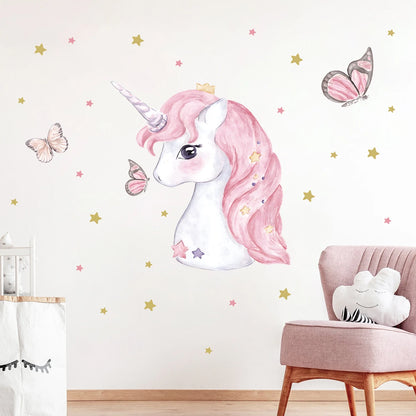 Cartoon Cute Animal Unicorn Wall Sticker Kids Room Wall Art Decoration for Bedroom Girls Sweet Home Decore Living Room Wallpaper-HomeDecorDecals_com