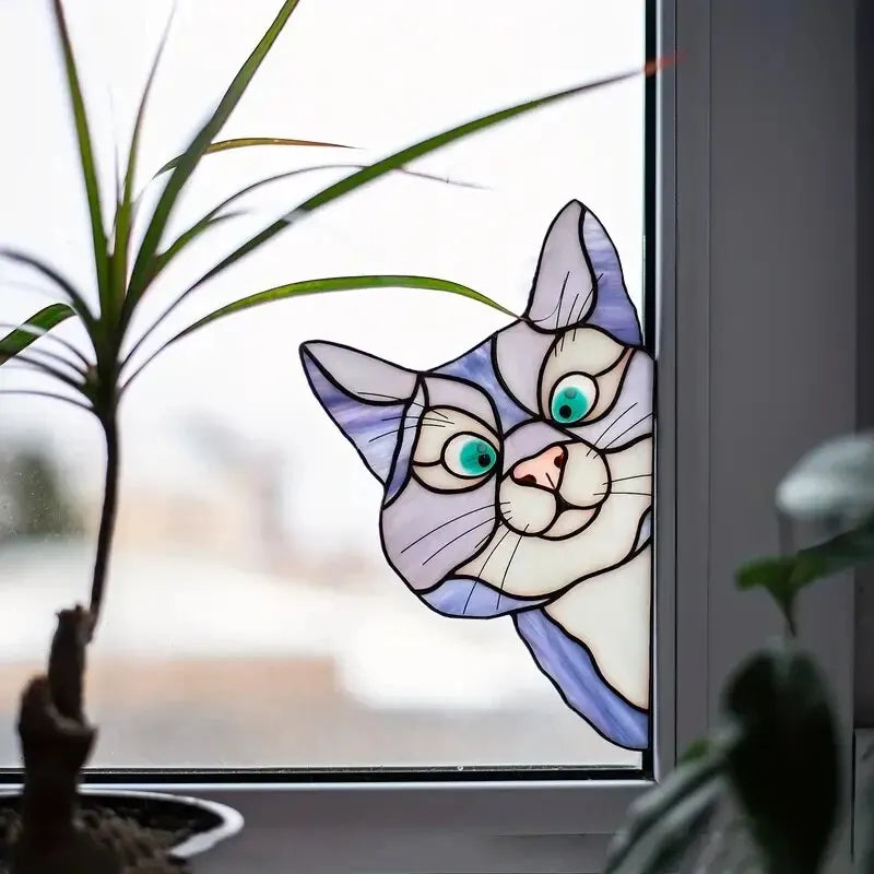 Cat Peeking Window Glass Decal | Home Decor by HomeDecorDecals.