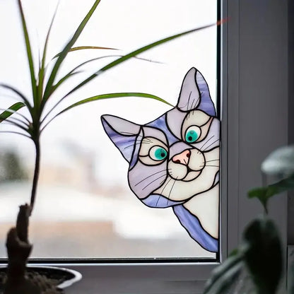 Cat Peeking Window Glass Decal | Home Decor by HomeDecorDecals.