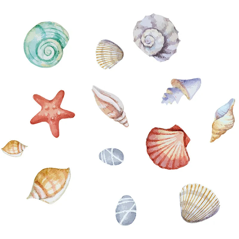 1X Beautiful Shell DIY Wall Stickers for Bathroom Decor Kids Removable Decals PVC Showcase Window Glass Tile Door Posters Mural-HomeDecorDecals_com