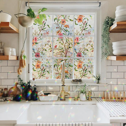 Rainbow Stained Glass Window Privacy Film | Home Decor by HomeDecorDecals.