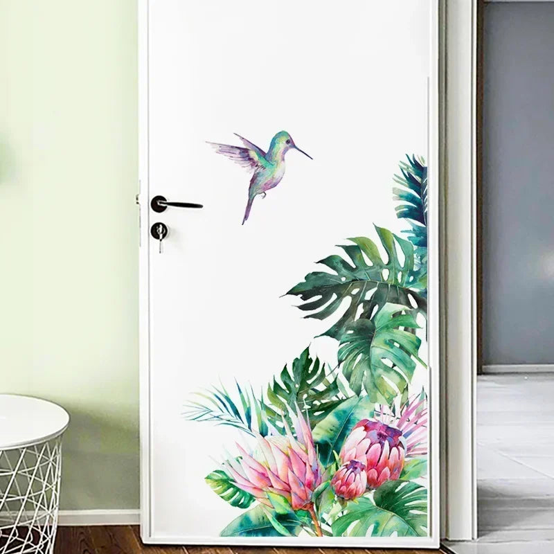 Tropical Flowers and Birds Mural Wall Decal | Home Decor design details by HomeDecorDecals.