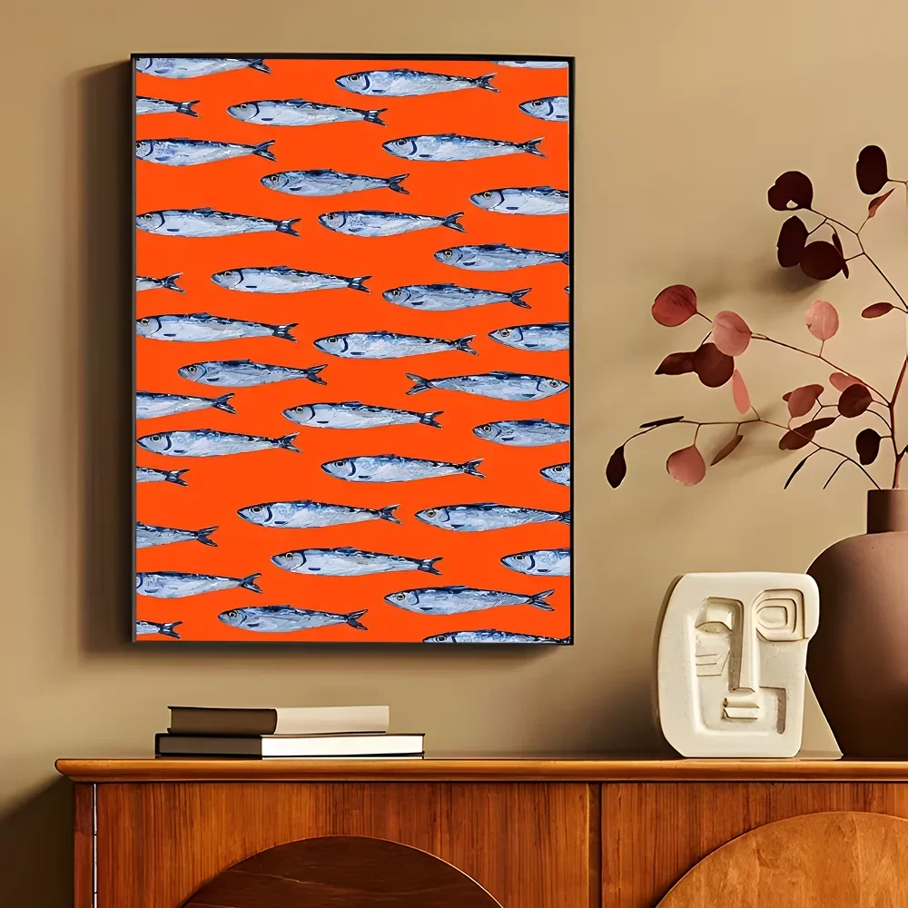 Colorful Sardine Lobster Fish Ocean Animal Self-adhesive Art Poster Retro Kraft Paper Sticker DIY Room Bar Cafe Stickers-HomeDecorDecals_com