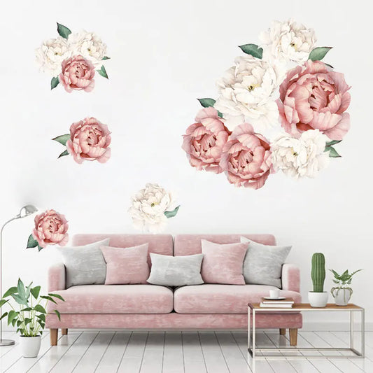 Pink White Flowers Watercolour Wall Decal | Home Decor removable peel and stick wall decal by HomeDecorDecals.